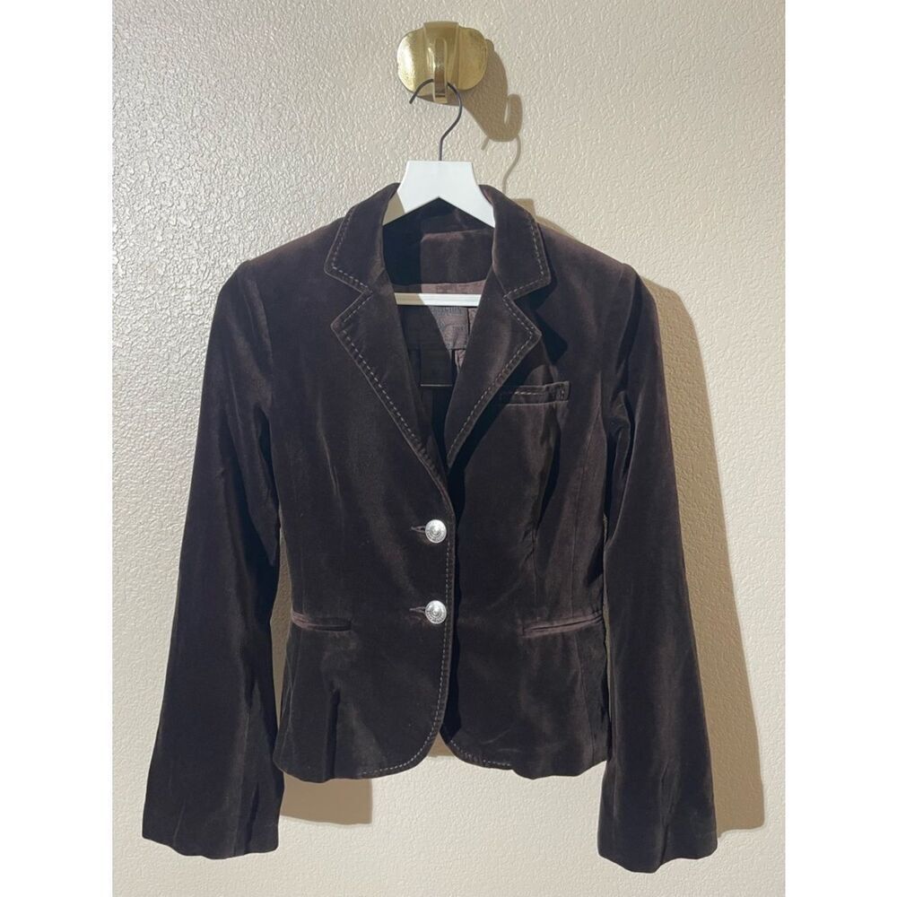 Y2K True Religion Brown Velvet Blazer with Silver Buttons